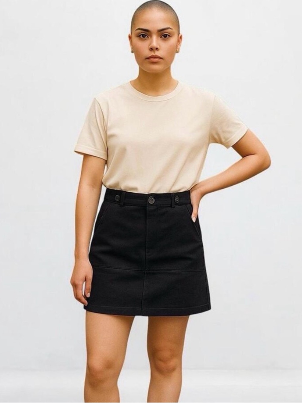 WildFang Women’s black denim cotton Casual work essential Skirt size medium